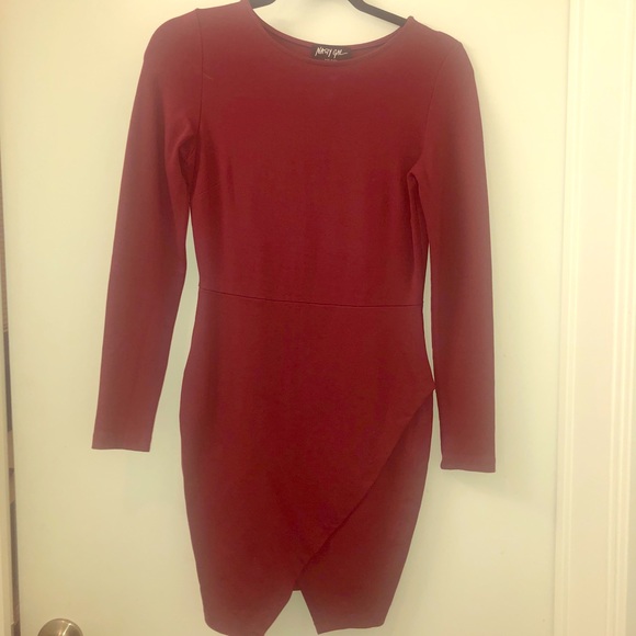 Maroon Nasty Gal dress with slit - Picture 1 of 2
